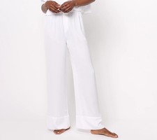 Barefoot Dreams Washed Satin Piped Wide Leg Pant-Sea Salt-Large-NWT-A612222