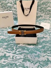 Celine Brown-black Reversible Womens Genuine Leather Belt Size 80