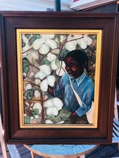 Outsider Folk Art Vintage African American Oil Painting 1966