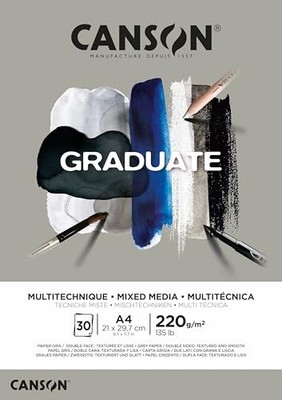 Maruman Canson Graduate Mixed Media Pad, Gray, Craft Supplies