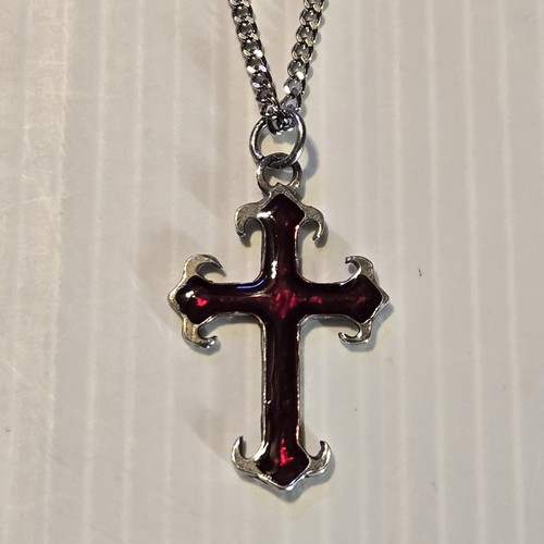 RED CROSS Pewter Pendant Charm /18"-24" STAINLESS CURB CHAIN NECKLACE - Picture 1 of 5