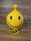 Vintage McCoy USA Pottery Smiley Face Cookie Jar Have A Happy Day W/ Lid Read