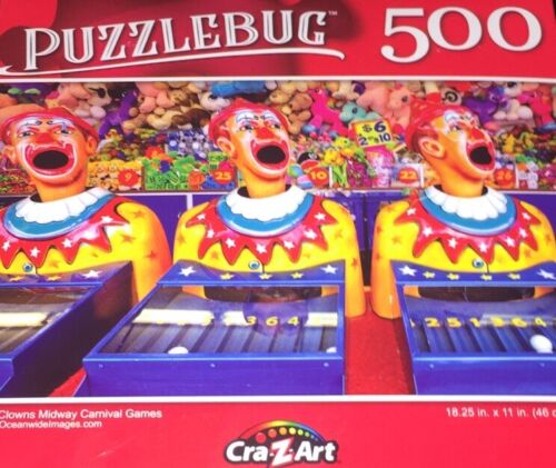NIB Puzzlebug CraZArt Jigsaw Puzzle 500 Pieces "Ping Pong Clowns" 18.25" x 11"