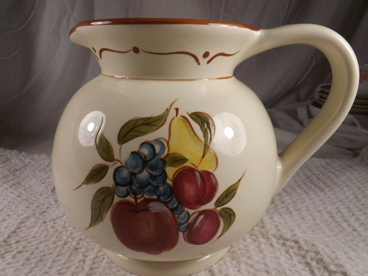 Home AROUND THE ORCHARD Stoneware Fruit Brown Trim Large Beverage