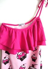 SUBMARINE ROMERO BRITTO Swimsuit 14 Pop Art to wear Pink Cupcake 1- Shoulder NWT