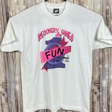 Vintage Screen Stars Best Single Stitch T Shirt USA Made 1991 Recovery Games Fun