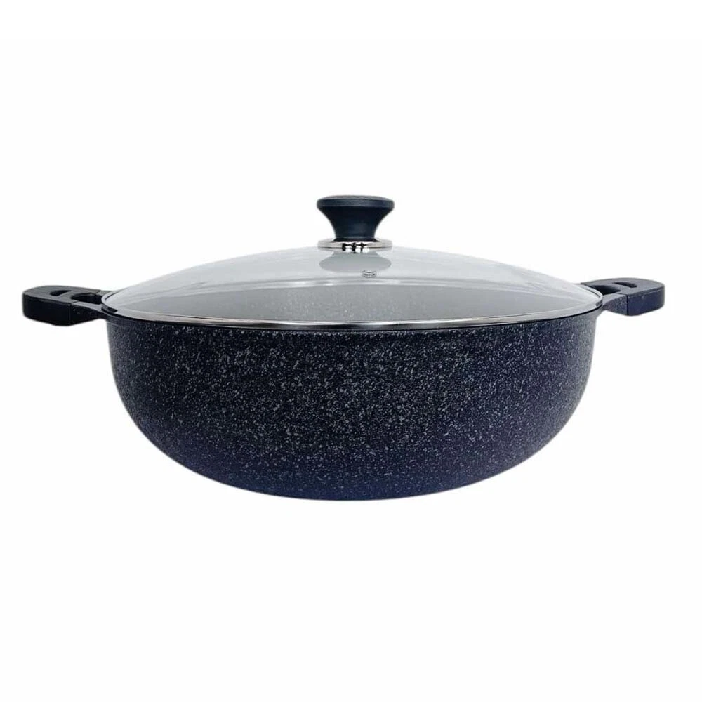 16" Marble Jumbo Wok Non-Stick Cooking Frying Pan Pot 5 Layer Marble Wok