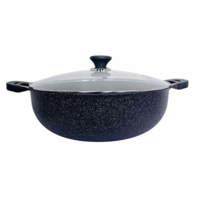 16'' Marble Jumbo Wok Non-Stick Cooking Frying Pan Pot 5 Layer Marble Wok 