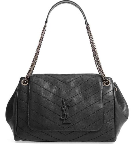 100% AUTHENTIC NEW WOMEN YVES SAINT LAURENT MEDIUM NOLITA BLACK SHOULDER  BAG - Picture 2 of 12