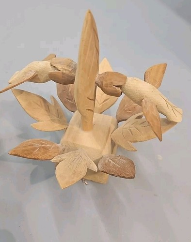 Ricardo Lopez Cordova New Mexico Folk Art Carving Humming 2 Birds Tree - Picture 3 of 6