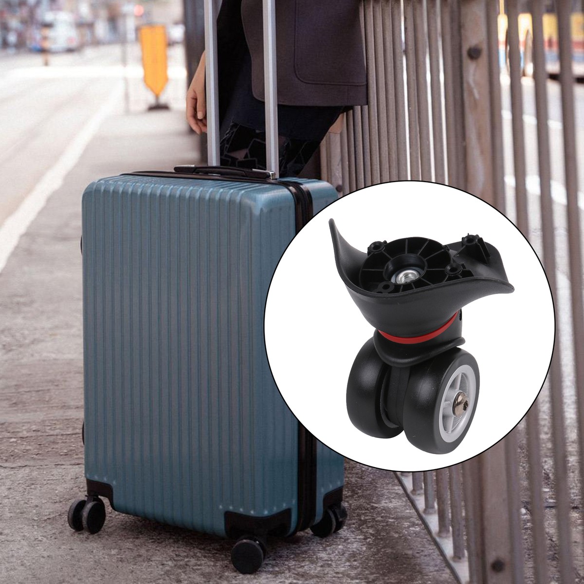 4 Pieces W042-S Left Swivel Caster Wheels Black with