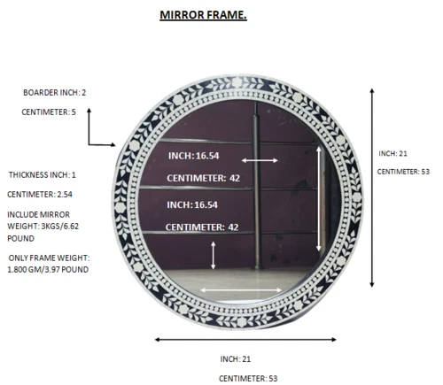 Espejo floral redondo blanco con incrustaciones de hueso Foto 3 de 4