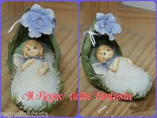 FATA FATINA BABY BOMBONIERE IDEA REGALO NASCITA BATTESIMO CULLA CON FIORE CELEST