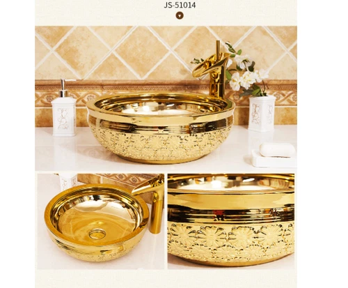 NewEuropeanfashiongold/silverceramicbathroombasinsinkwithwaterfallfaucetspout - Picture 14 of 46