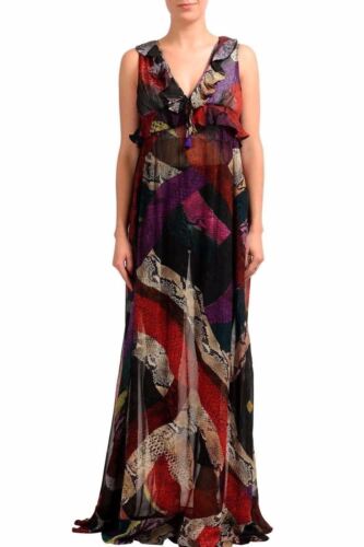 Just Cavalli Women's Multi-Color Sleeveless See Through Maxi Dress US S IT 40