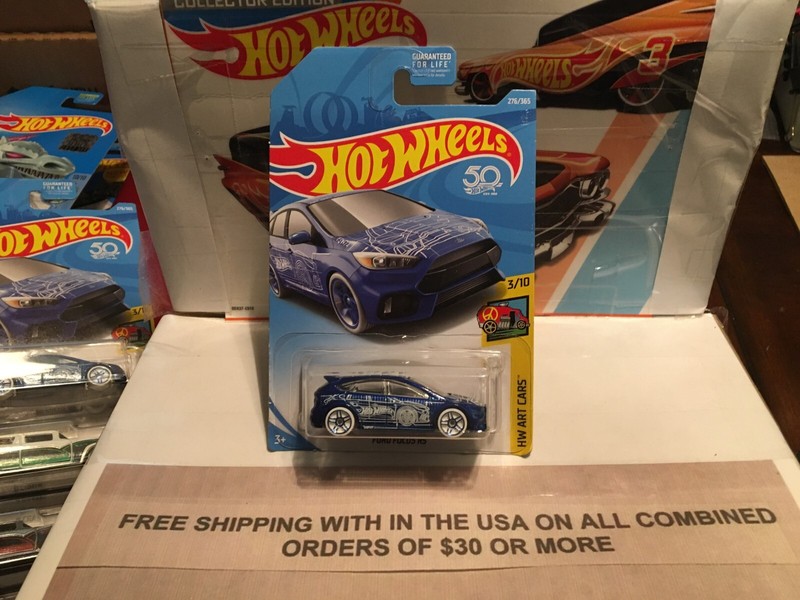 HOT WHEELS FORD FOCUS RS BLUE HW ART CARS 3/10 VHTF!!