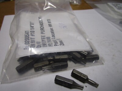T-10 Torx  1/4''Hex 1''OAL Rock River  Insert Bit QTY 30