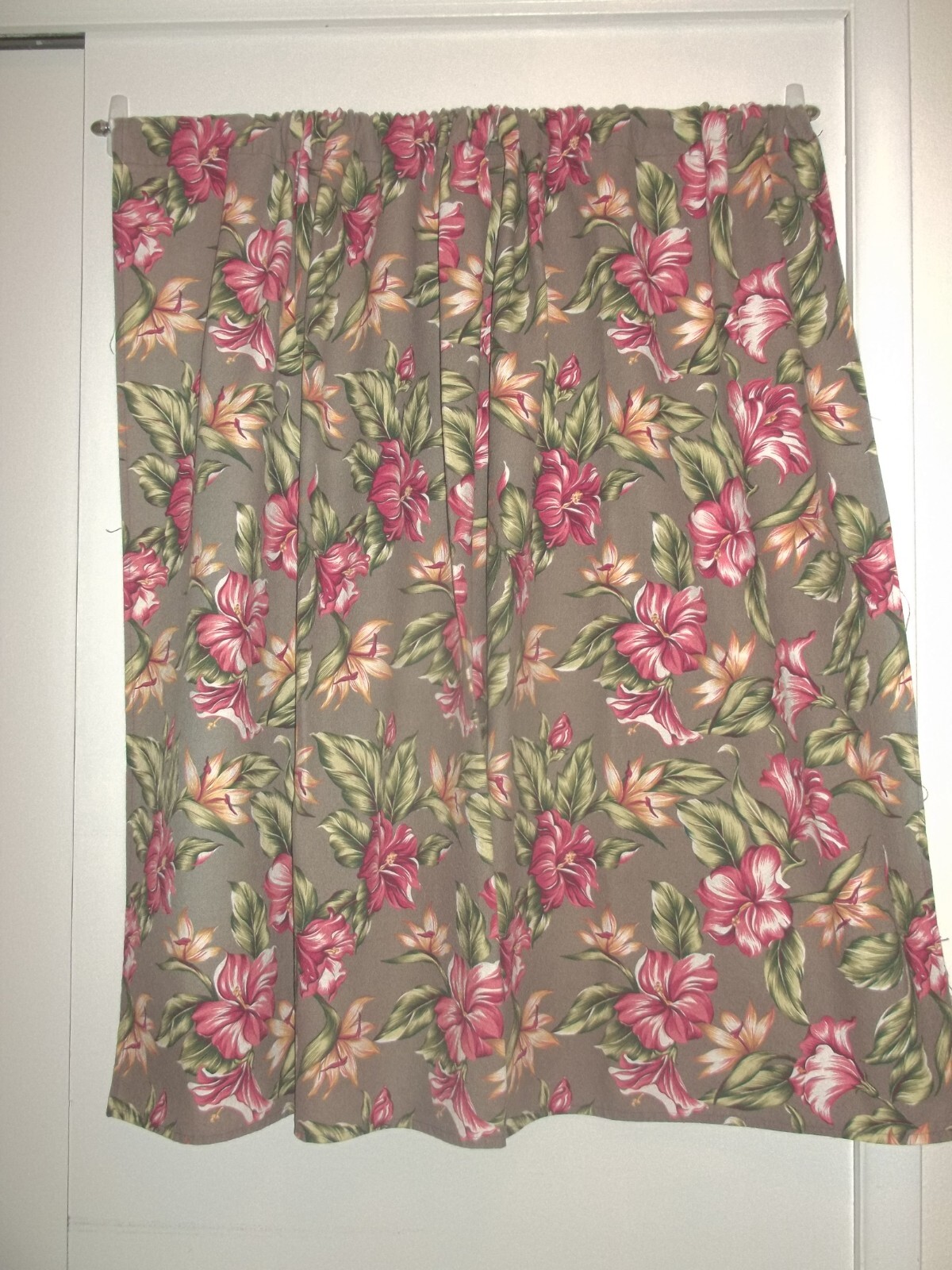 Vintage Barkcloth Curtain Panels 2 Hawaiian Florals eBay