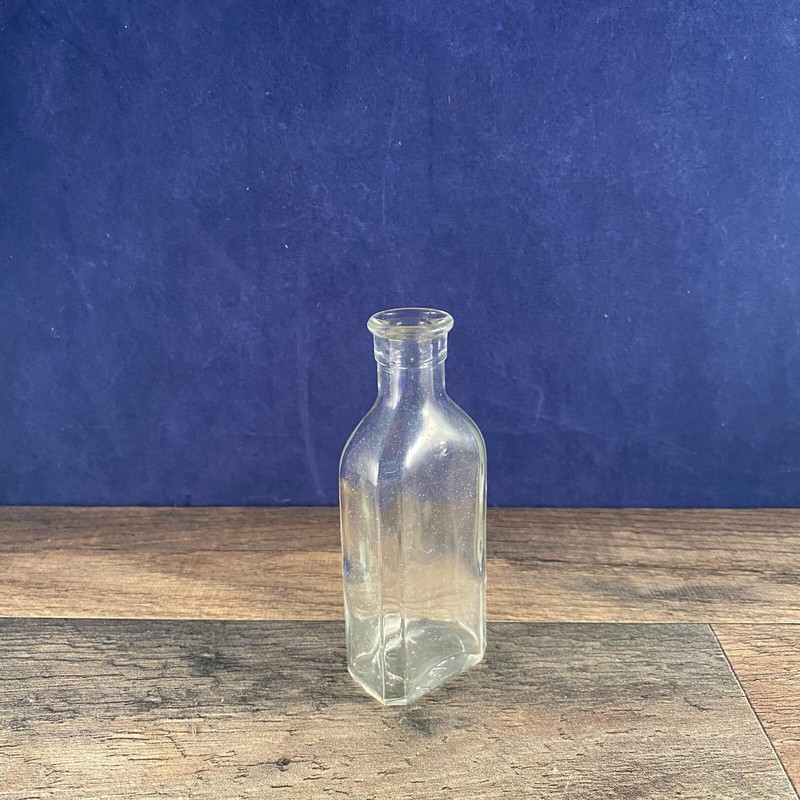 Vintage Clear Glass Medical Chemical Bottle 1.75"L x 1.25"W x 4.5"H