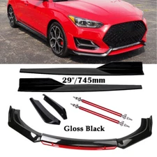 For Hyundai Veloster Front Bumper Lip Spoiler Splitter Rear Lip Gloss Black