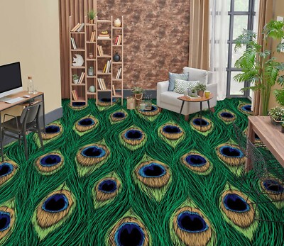 3D Peacock Ling PKE3012 Floor WallPaper Murals Wallpaper Mural Print Bea