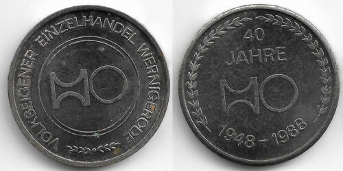 Hettstedt-Medaille Wernigerode 40 Jahre HO Volkseigener Einzelhandel 1988 magnet - Foto 1 di 1