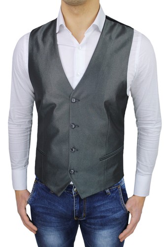 GILET PANCIOTTO UOMO DIAMOND SARTORIALE CASUAL ELEGANTE GRIGIO SCURO NUOVO  ABITO | eBay