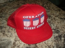 Vintage Operation desert storm trucker snap back hat Red colors Nice