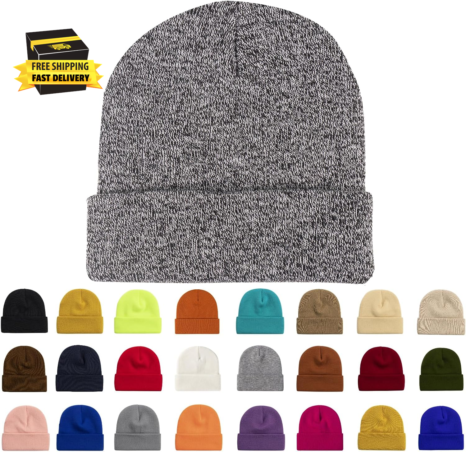 Slouchy Knit Cuffed Beanie for Men and Women Soft Winter Hat  -image