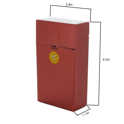 plastic cigarette case 100's 12 PACK 100 Size Push-to-Open Plastic Cigarette Case Metal Design fit 100mm