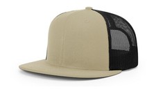1 New Richardson 511 Wool Blend Flatbill Trucker Cap Blank Hat OSFM Khaki/Black