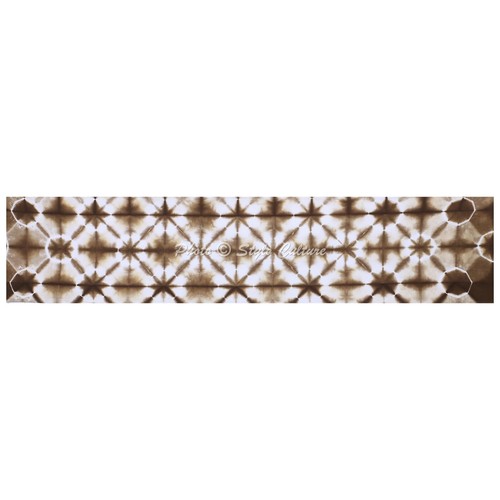 Indian Cotton Table Runner Shibori Geometric Brown Long Boho Tie Dye Tablecloth - Picture 4 of 8