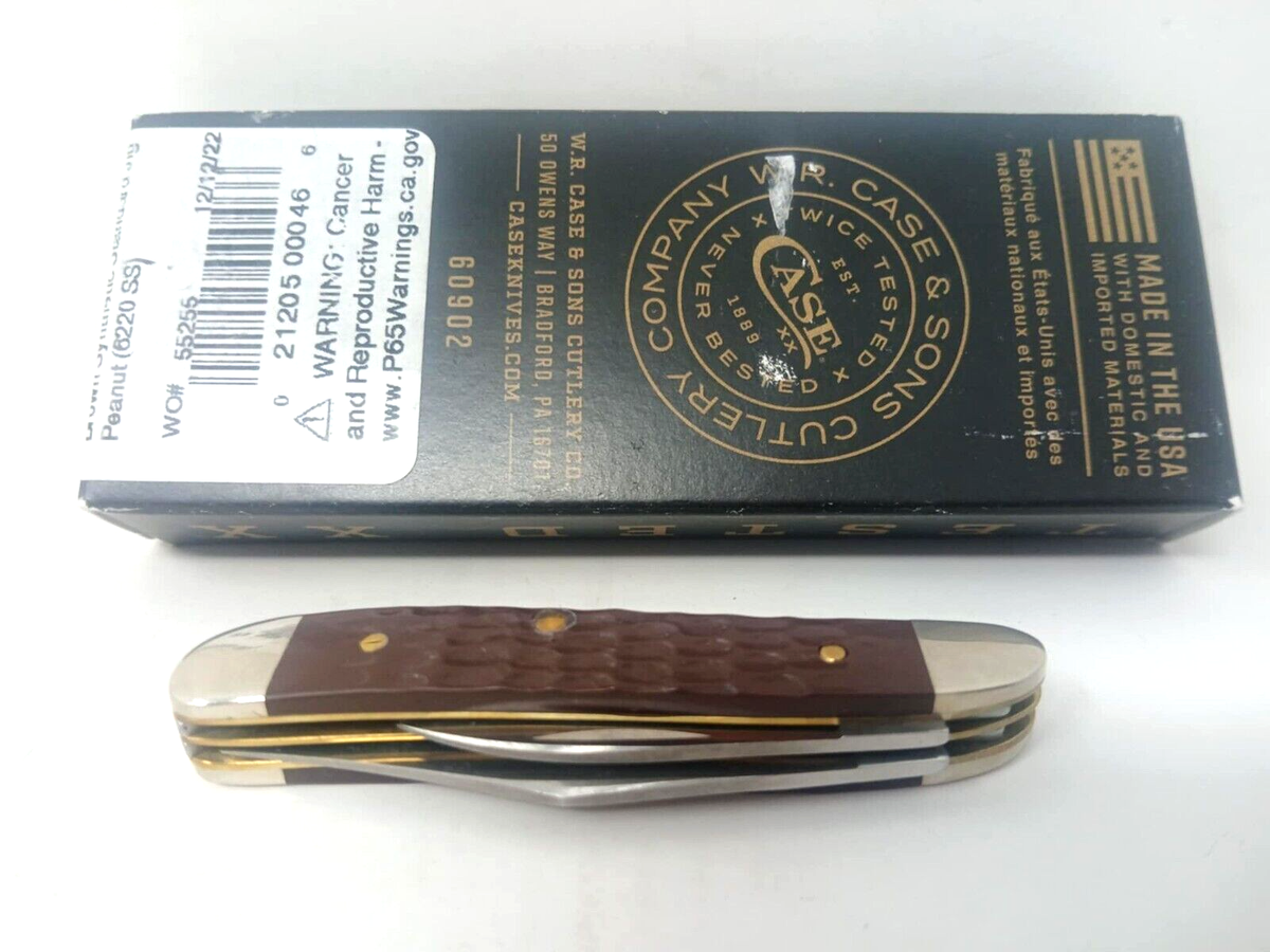 Case XX 046 Peanut Pocket Knife - Brown Synthetic Jigged (046