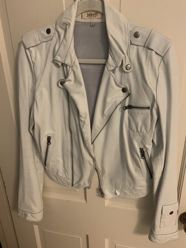 Jakett New York White Josey Leather Jacket Medium