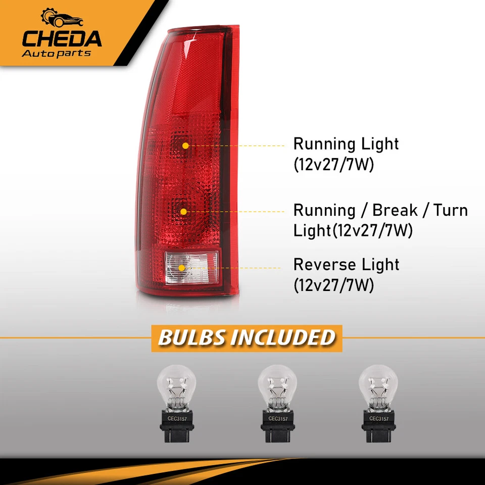 Par de luces traseras con bombilla 88-98 Chevy GMC C10 C/K 1500 Suburban Tahoe Yukon Pickup Foto 3 de 4