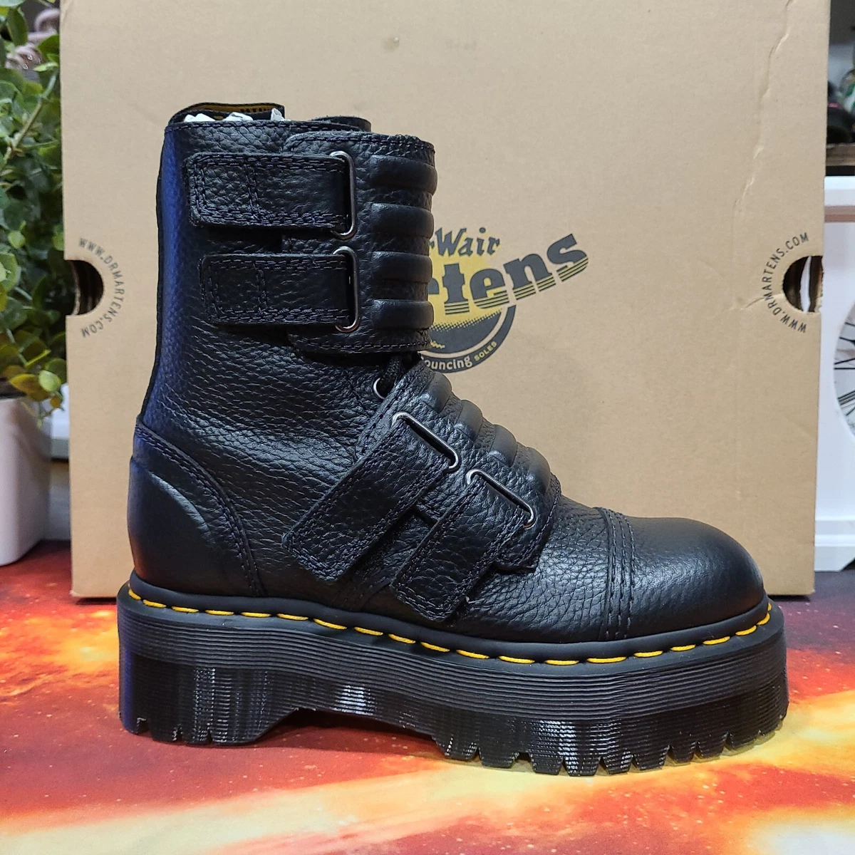 NEW Dr Martens AXXEL Black Milled Nappa Leather Platform Boots Size UK 3