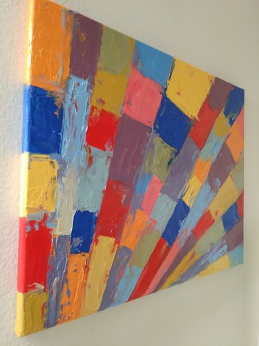 NEW Original "Flamboyant Clash" Oil Painting Stained Glass 16" x 20" Abstract - Picture 4 of 10