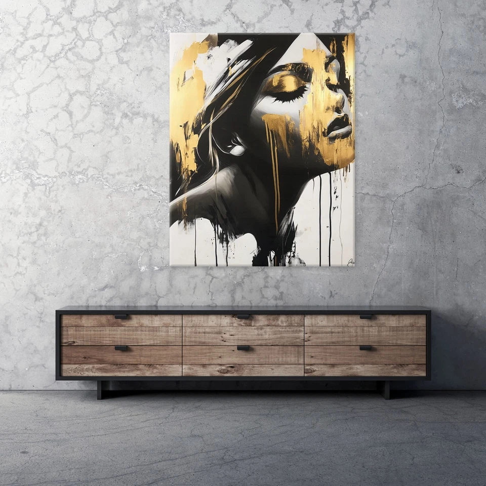 ABSTRAKT FRAU GOLD Leinwandbild Wohnzimmer Leinwand Bilder groß Bild Wandbilder - Bild 2 von 4