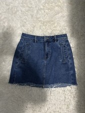 PacSun Blue Denim Skirt Raw Hem Mini Skirt Pockets Size 25