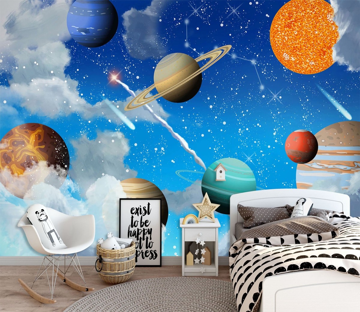 CoCo.+:。 :+.専用 3D Planet Stars 7794 Wallpaper Mural Wall Print Wall Wallpaper