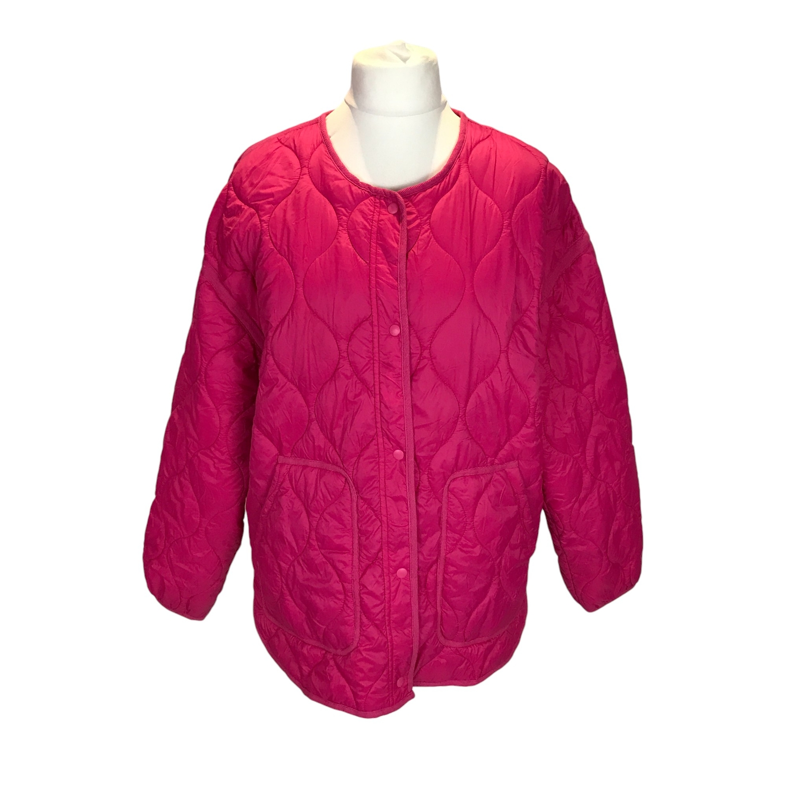 Primark Quilted Jacket Coat Pink Ladies Size Large Lightweight Padded Pockets