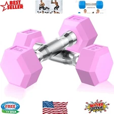 Eco-Friendly Pink Hex Dumbbells Set - Comfortable Non-Slip Grip for Workouts