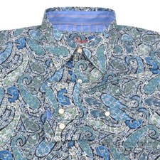 ROBERT GRAHAM Green Jumbo Paisley 100 Cotton Mens Casual Dress Shirt - LARGE
