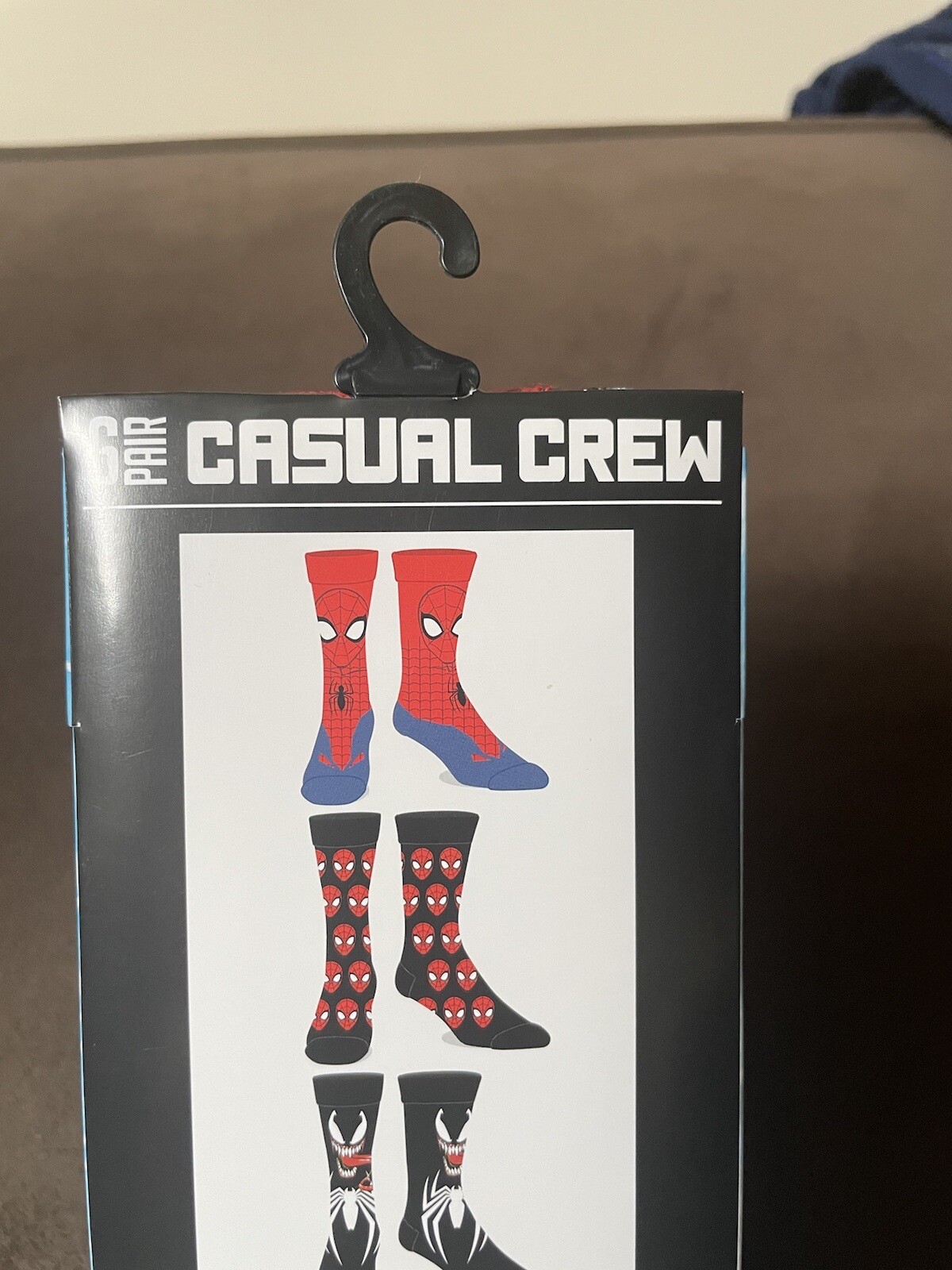 Marvel Spiderman Venom Men's Crew Socks 6-Pair Size 8-12 Casual Comic image 2