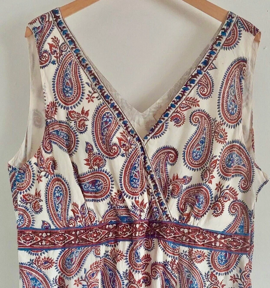 Súper *ARTESANO DEL ESTE con ANOKHI* Vestido Envolvente en Bloque de Cachemira 20 Foto 4 de 4