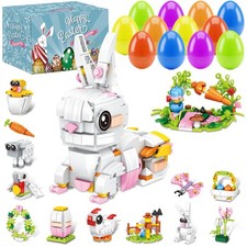 12 PCS Prefilled Easter Eggs with Bunny Building Toys, Easter Basket Stuffers...