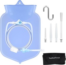 TopQuaFocus 4Qt Large Enema Bag Kit for Colon Cleaning Silicone 4L, Clear