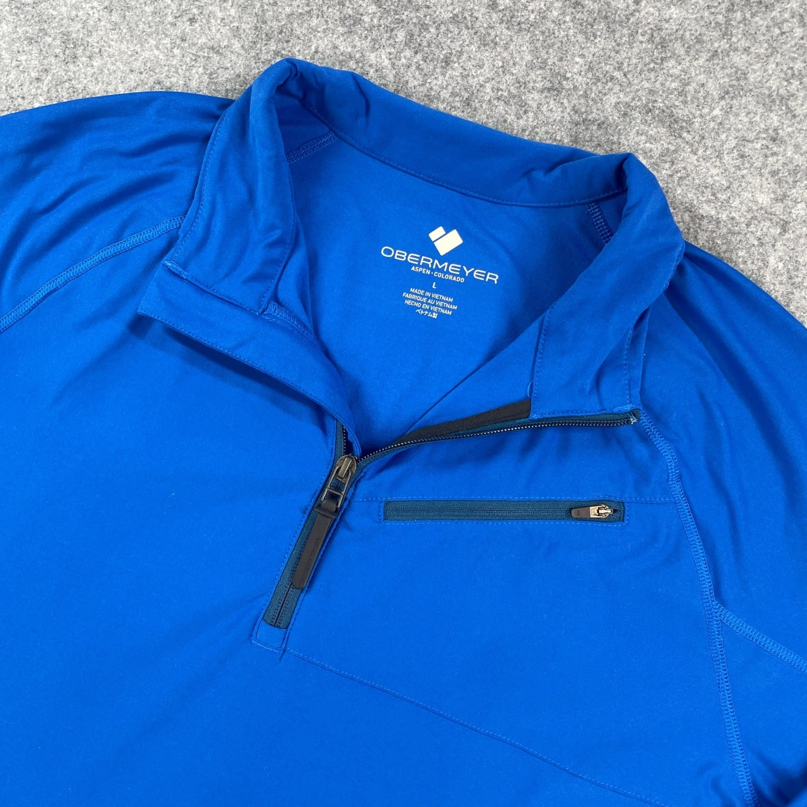 Obermeyer Mens Shirt L Blue Stretch Long Sleeve
