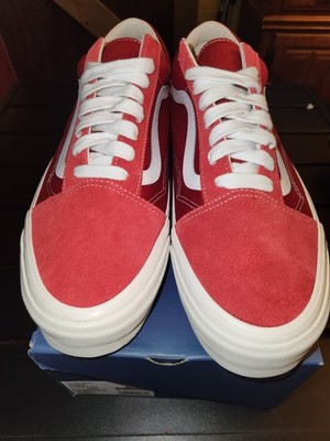 VANS LX Old Skool Suede Canvas Red White Sneaker Men's US Size 13