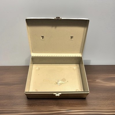Vintage Metal Cash Box w/ Key | Mid Century Locking Document Storage Case